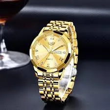 Picture of Butter Fly Lock OLEVS 9931G New Exclusive Design Quartz Watch for Men Golden