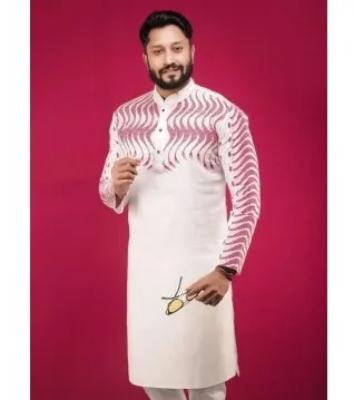 Picture of Cotton Printed Punjabi + Premium Watch + Leather Wallet Combo Pack