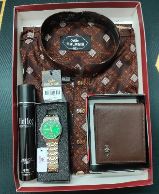 Picture of Printed Panjabi+ Wallet+ Olevs Watch+ Perfume Combo Pack