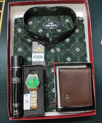 Picture of Printed Panjabi+ Wallet+ Olevs Watch+ Perfume Combo Pack