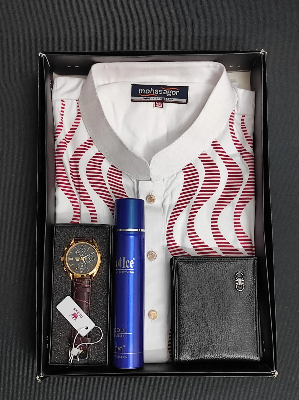 Picture of Printed Panjabi+ Wallet+ Olevs belt Watch+ Perfume Combo Pack