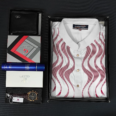 Picture of Printed Panjabi+ Wallet+ Olevs belt Watch+ Perfume Combo Pack