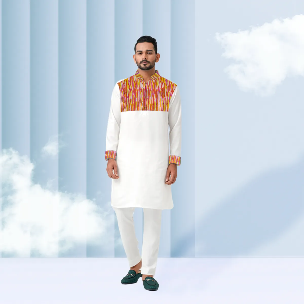 Picture of Colors Printed Stylish Semi Logn Panjabi