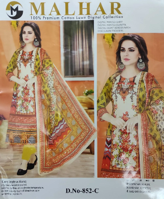 Picture of MALHAR 100% Premium cotton lawn digital printed 3 Piece