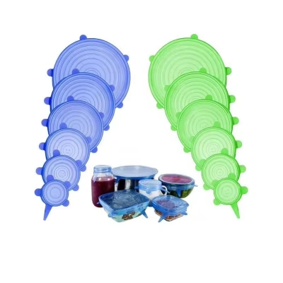 Picture of 6 Pcs Silicone Fresh-keeping Cover Multi-size Food Preservation Lid Reusable Soft Bowl Lid BPA Free(Multicolor)