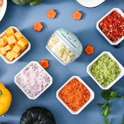 Picture of Hand String Pull Vegetable Chopper Masher Food Meat Vegetable Garlic Chopper Cutter(Multicolor)