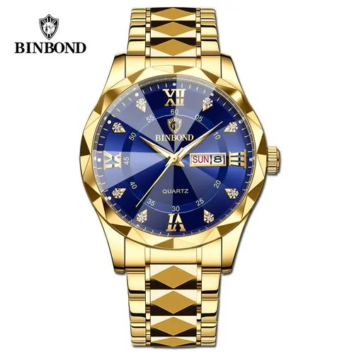 Picture of BINBOND 2521 Luxury Brand Luminous Quartz Watch For Men (golden blue)