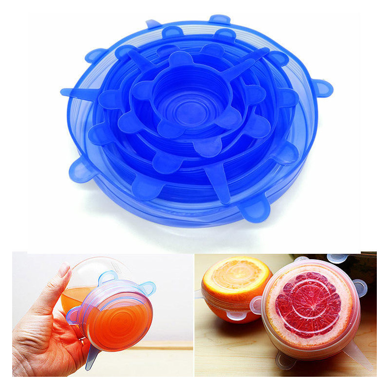 Picture of 6 Pcs Silicone Fresh-keeping Cover Multi-size Food Preservation Lid Reusable Soft Bowl Lid BPA Free(Multicolor)