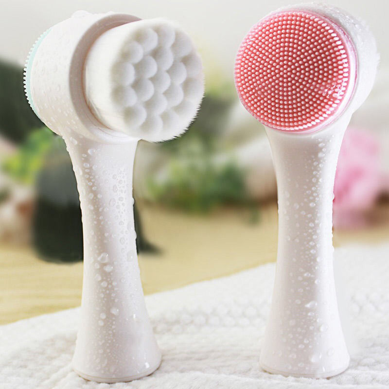 Picture of 1 Pcs Double-sided Silica Gel Cleansing Brush Soft Fiber Cleansing Brush Portable Facial Massage(Multicolor)