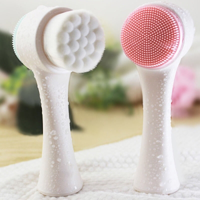 Picture of 1 Pcs Double-sided Silica Gel Cleansing Brush Soft Fiber Cleansing Brush Portable Facial Massage(Multicolor)