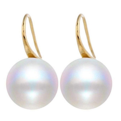 Picture of Stainless Steel Gold Plated Earring Freshwater Pearl Bridal Drop Round White Pearl Stud Earrings(Off White)