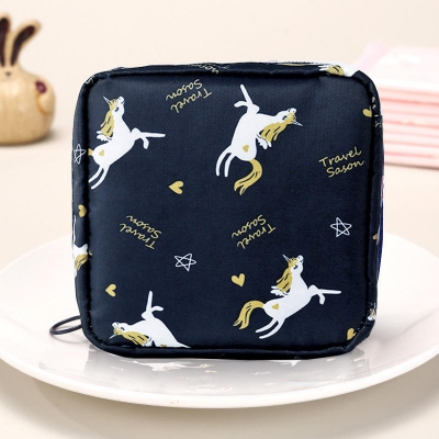 Picture of 1 Pcs Women Travel Storage Bag Sanitary Napkin Holder Organizer Cosmetic Bag Pouch Coin Purse with Zipper(Multicolor)