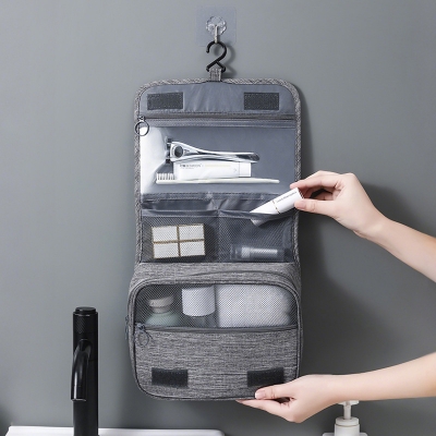 Picture of Large capacity portable bathroom hanging washbag cosmetic makeup storage mens travel toiletry bag with hook