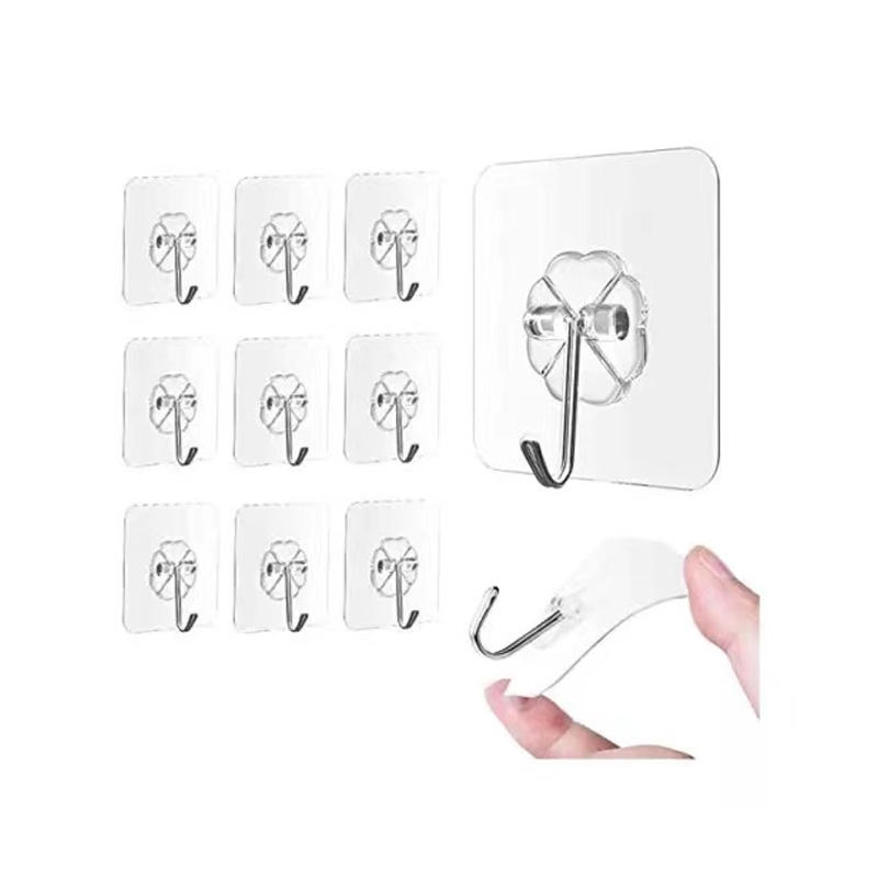Picture of 10 Piece Waterproof Wall Hook Suitable For Home , Kitchen, Bathroom Punch Free Strong Hook(Transparent)