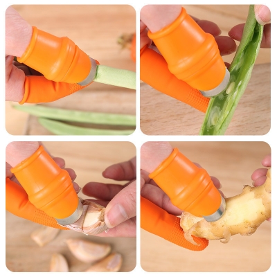 Picture of 5 in 1 Silicone Vegetable And Fruits Thumb Cutter Finger Cutter(Orange)