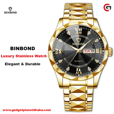 Picture of BINBOND 2521 Luxury Brand Luminous Quartz Watch For Men (golden black)