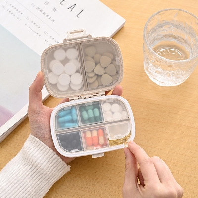 Picture of Travel Daily Pill Storage Box 8 Compartmented Portable Pill Boxes Can Hold Vitamin Pill Boxes Cod Liver Oil(Multicolor)