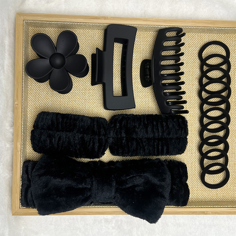 Picture of 16Pcs Set Soft High Elastic Hair Ties Multi-Color Matte Frosted Large Grabber Headbands with Bow Wash Belt(Multicolor)