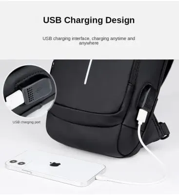 Picture of USB charging sport sling Anti-theft shoulder bag (Black)