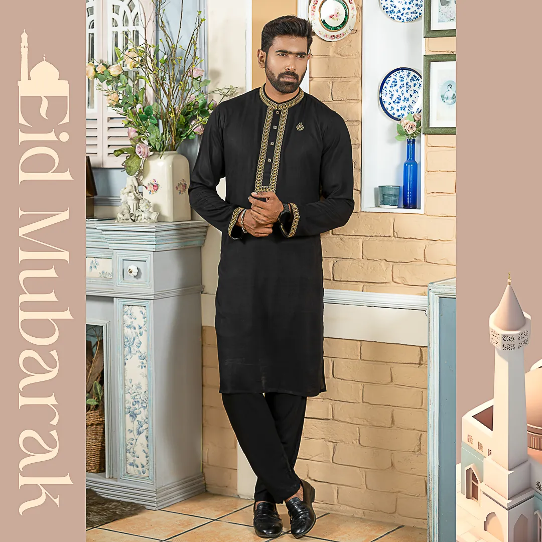 Picture of Premium Quality Panjabi Pajama Set (Black)