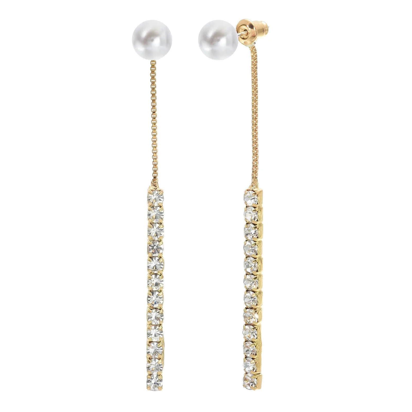Picture of Pearl Dangle Earrings | Dangle Diamond Cut Earrings | Dangling Earrings for Women