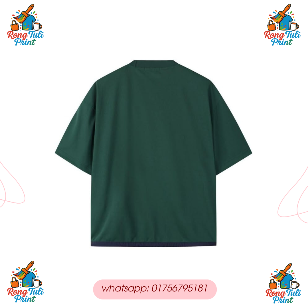 Picture of "Bandarban Print Oversized Drop Shoulder T-Shirt – Unisex Casual Wear" T-shirt design Emerald Green