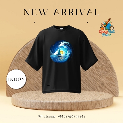 Picture of Premium Quality - stylish new T Shirt- Casua Exclusive Drop Sleeve T Shirt For Men - T Shirt. Genji Black