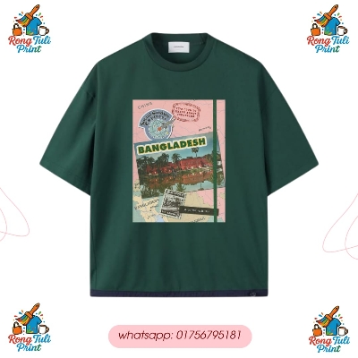 Picture of Green Premium Quality - Drop shoulder t-shirt Deep green