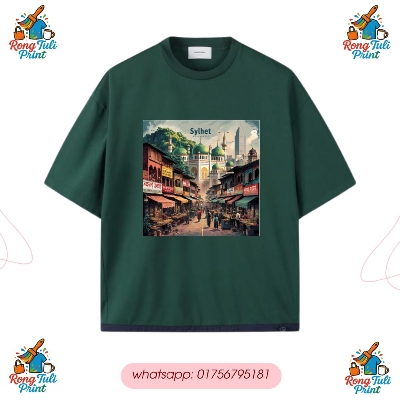 Picture of Green Premium Quality - Drop shoulder t-shirt Deep green