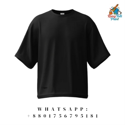 Picture of Solid Black Cotton Drop Shoulder T-shirt for Men/woman - T Shirt - T Shirt For Man Black