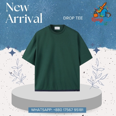 Picture of * Solid Green Drop Tee | Cotton Oversize T-shirt for Men & Women Emerald Green