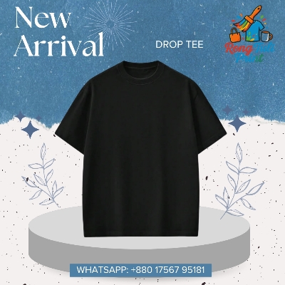 Picture of Black Drop Shoulder T-shirt | Trendy Casual Wear Black