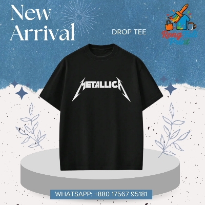 Picture of Unisex Streetwear Metallica Logo T-Shirt | Black Oversize Loose Fit Drop Tee Black