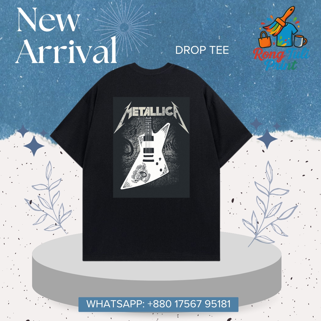 Picture of Unisex Streetwear Metallica Logo T-Shirt | Black Oversize Loose Fit Drop Tee Black