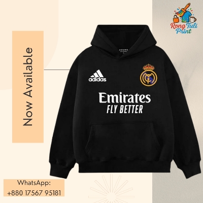 Picture of Real Madrid Special Edition Black Hoody | রিয়াল মাদ্রিদ থিম হুডি (Adidas x Emirates) Black