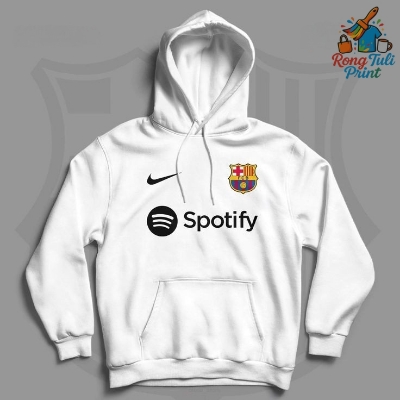 Picture of FC Barcelona Spotify Theme White Hoody (এফসি বার্সেলোনা স্পটিফাই থিম সাদা হুডি) | Premium Fan Edition | New Season Winter Collection White