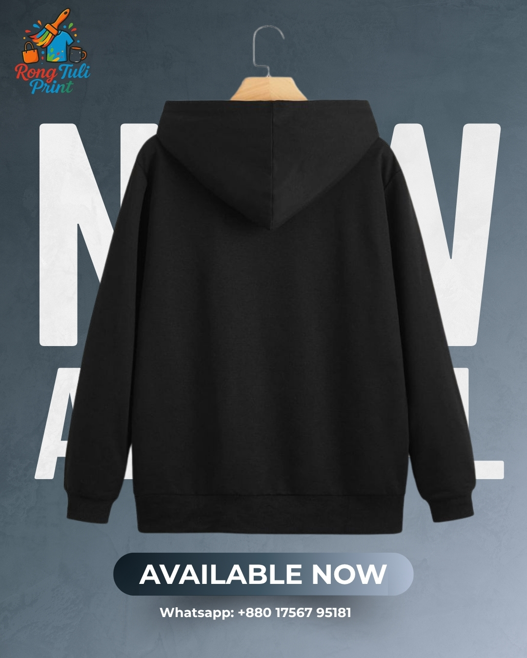 Picture of Premium Quality plain Black Hoody (প্রিমিয়াম কোয়ালিটি প্লেইন কালো হুডি) | Essential Winter Wear | Unisex Stylish Hooded Sweatshirt Black