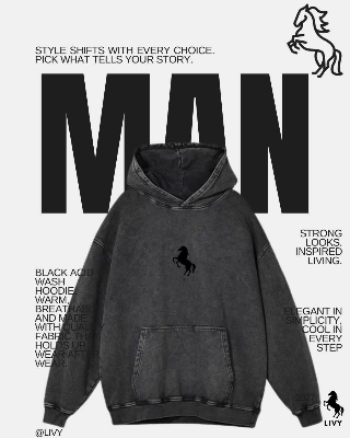 Picture of “Premium Black Acid Wash Oversized Hoodie | Hudi / Hoodi / Hoody / Hoddy / Hoddie / Hodie / Hody / Hode / Huddy Variants | Winter Sweatshirt শীতের পোশাক | High Quality Hoodie for Men, Boys & Youth | New Hudi 2025” Black