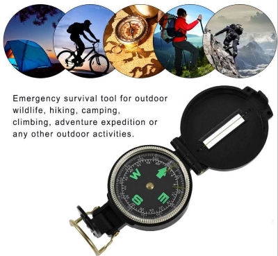 Picture of Pocket Folding Compass Hiking Travel Lensatic Compass - Black