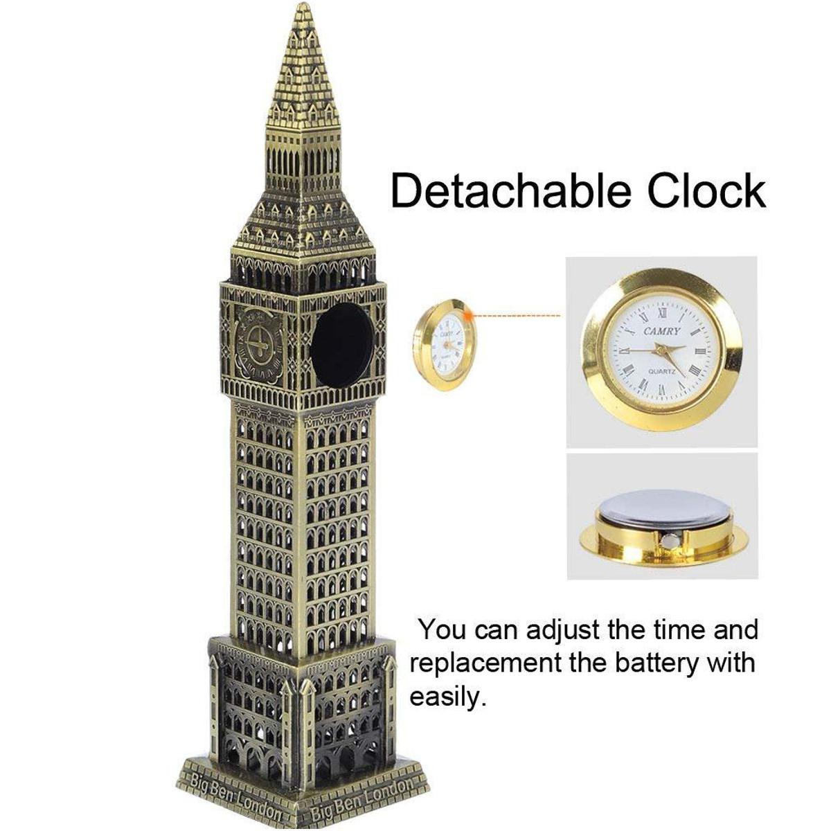 Picture of London's Big Ben Clock Tower Showpiece with a Watch Antique bronze a statue of London landmark model figure Home Office Decore - Bronze