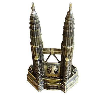 Picture of Antique Finish Malaysian Souvenir Twin Towers Miniature Statue Showpiece for Home Decor  Showpiece for Gift  Showpiece for Home Decoration - Brown