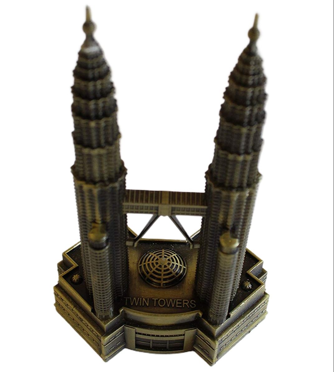 Picture of Antique Finish Malaysian Souvenir Twin Towers Miniature Statue Showpiece for Home Decor  Showpiece for Gift  Showpiece for Home Decoration - Brown