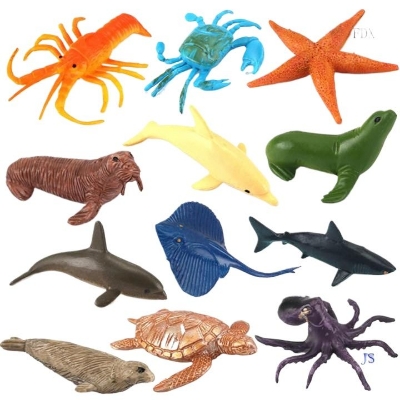 Picture of Marine animal collectible figures toys 7 Pcs teaching tool for children Understand marine life and the language of learning - Multicolor