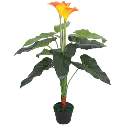 Picture of Artificial Calla Lily Plant with Pot Lifelike - Green