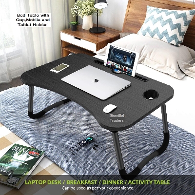 Picture of Laptop Table Study Bed with Cup Mobile Tablet Holder - Multicolor