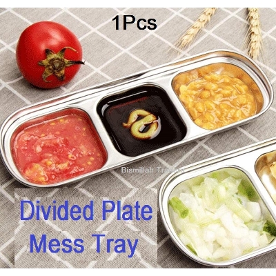 Picture of Stainless Steel 3 Grid Sauce Dish Seasoning Sushi Dish, Snack Plate, Home Food Dish, Hotel - Stainless steel