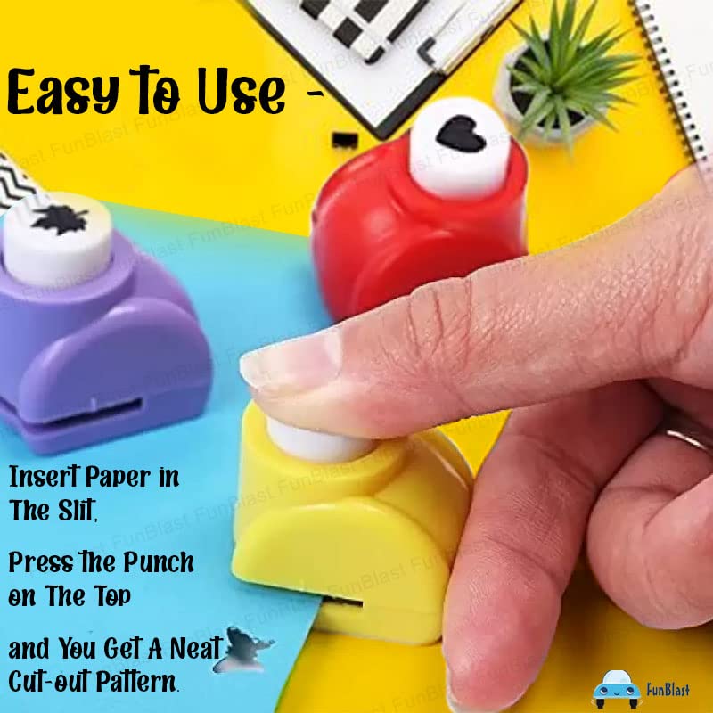 Picture of 2 PCS Craft Punching Machine  Punching Hole Tool for DIY Greeting Card, Stationery Item, Scrapbook and Art and Craft, Art & Craft Punch Kit for School Projects, Assorted Shapes - Multicolor