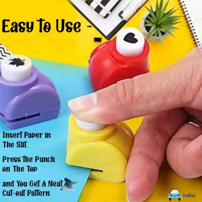 Picture of 2 PCS Craft Punching Machine  Punching Hole Tool for DIY Greeting Card, Stationery Item, Scrapbook and Art and Craft, Art & Craft Punch Kit for School Projects, Assorted Shapes - Multicolor