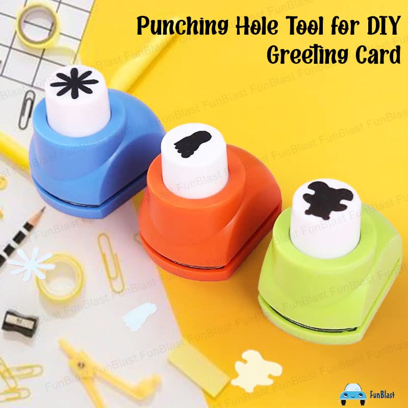 Picture of 2 PCS Craft Punching Machine  Punching Hole Tool for DIY Greeting Card, Stationery Item, Scrapbook and Art and Craft, Art & Craft Punch Kit for School Projects, Assorted Shapes - Multicolor