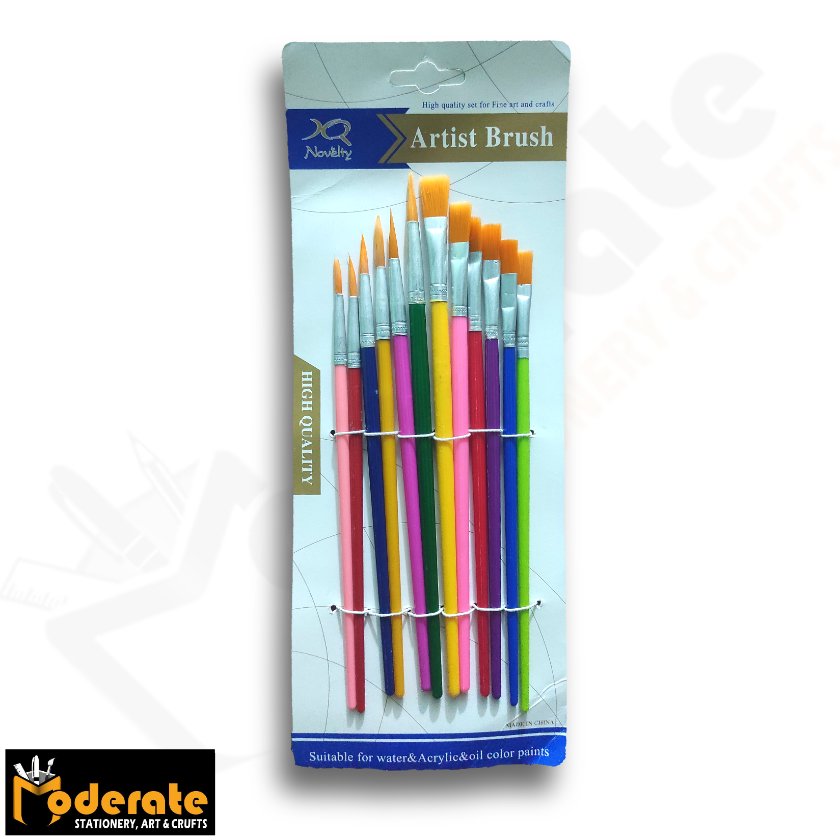 Picture of Novelty Paint Brush Set, 12 Piece Nylon Hair Artist Brushes, Paint Brush Suits Watercolor, Acrylics and Oil Painting, multicolor - Multicolor